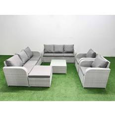 Garden & Outdoor Furniture Fimous Pe Rattan High Back Sofa with 3 Seater Outdoor Lounge Set