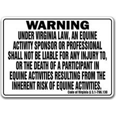 SignMission WS-A-1014 Virginia 10 x 14 in Activity Liability Warning Statute Horse