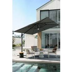 H&O Direct Outdoor Square Cantilever Parasol with Solar Lights One Size