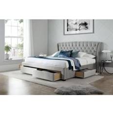 Bedmaster Newton Velvet 4 Drawer Storage Bed And Majestic 1000 Pocket Sprung Mattress - Grey - King