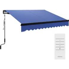Blue Patio Awnings OutSunny Aluminium Outdoor 2.5m x 2m Electric Retractable Awning with LED Light and Remote