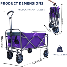 Utility Wagons Bed Bath & Beyond Beach Trolley Cart Camping Folding Wagon 37.8 In L X 22.83 In W X 39.37 In H
