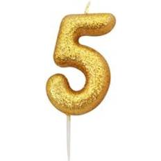 Metallic Glitter 5th Birthday Candle Gold One Size