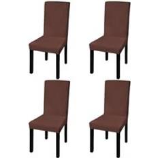 Loose Chair Covers on sale Berkfield Home Straight Stretchable 4 pcs Loose Chair Cover Brown