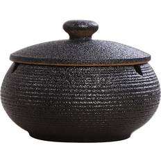 Black Ashtrays Maxpower Ceramic Ashtray with Windproof Lid