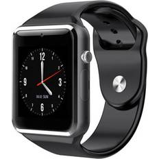 A1 All Black Waterproof Smart Watch Bluetooth GSM SIM Phone Camera Pedometer
