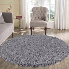 Shaggy Rugs UK Circular Round Soft Pile - Black/Grey Grey