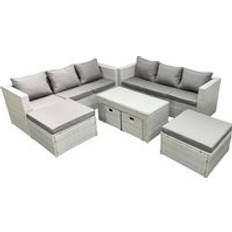 Garden & Outdoor Furniture Fimous Rattan Garden Furniture Lounger Sofa with Coffee Table 10 Seater Outdoor Lounge Set