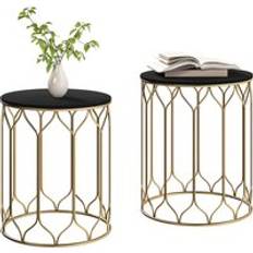OutSunny Small Garden Table Set of 2 with Marble Effect Top One Size