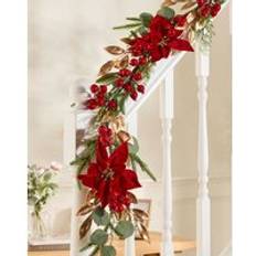 Dibor Luxury Poinsettia Heritage Xmas Staircase 1.5m Multi Large Decoration