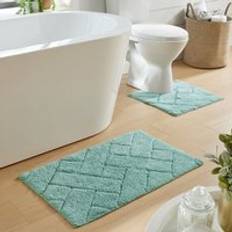 New Edge Blinds Bali Bath Mat and Pedestal Set Duck Egg Blue One Size