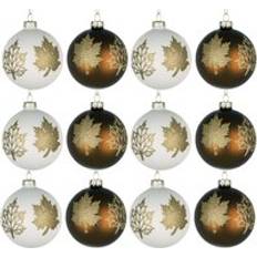 Glass Christmas Decorations Shatchi Glass Baubles 12pcs Set 8cm Red Maple Leaves Christmas Tree Ornament