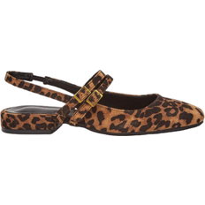 Synthetic Leather Ballerinas Shein Leisure Vacation Style Leopard Print Round Toe Buckle Strap Flat Shoes
