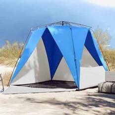 Beach Tents Berkfield Home Beach Tent 4-Person Azure Blue Quick Release Waterproof One Size