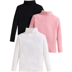 Elastane Cardigans Children's Clothing Shein pcs Tween Girls Basic Solid Color Knit Stand Collar Long Sleeve Tops