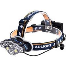 ExtraStar 8 LEDs Headlamp Torch Headlight 18650 Rechargeable Batteries