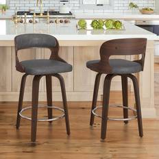 Wade Logan Carylon Swivel 26" Counter 35.6 H x 18.1 W x 17.3 D Gray/Brown Seating Stool 35.6" 2pcs