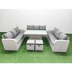 Fimous PE Rattan Sofa 11 Seater with 3 Seater Outdoor Lounge Set