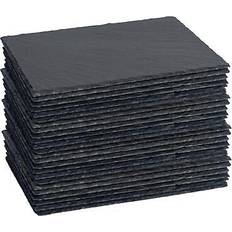 Argon Tableware Rectangle Slate Placemats 30cm x 20cm 24x Large Natural Stone Place Mat Black