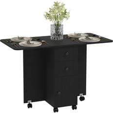 Black Dining Tables Homcom Folding With Drawers Black Dining Table