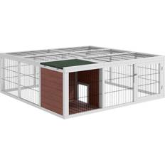 Pawhut 64 Inch Wooden Outdoor Rabbit Hutch Playpen Tortoise House Habitat with Run and Enclosed Cover