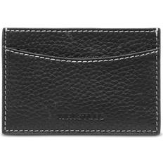 Contrast Stitch Leather Card Holder - Black