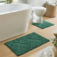 New Edge Blinds Bali Bath Mat & Pedestal Set in Natural - Emerald - One Size