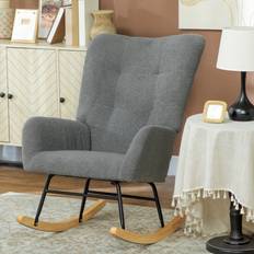 Rocking Chairs Homcom Modern Armchair with Backrest Grey Rocking Chair