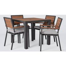 John Lewis Platform 4-Seater Wood-Effect Garden Table & Chairs Black Patio Dining Set
