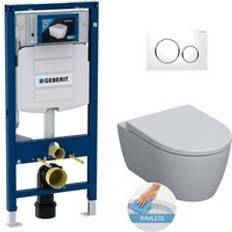 Toilets Geberit Toilet Set Duofix Rimless Wall-Hung Bowl Softclose Seat Sigma20 White Chrome Flush Plate Gebicon-C