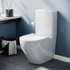 Toilets Nes Home Rimless Modern Close Coupled Bathroom Toilet Soft Close Seat