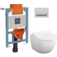 Toilets Vitra 82cm Support Frame Rimless Toilet Softclose Seat Matt Chrome Plate VUNI82SENTO-5