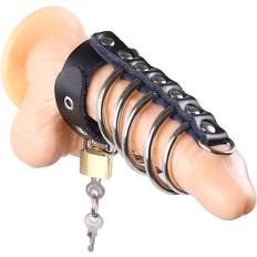 Chastity Devices House Of Glass The Sub Lockable Leather and Steel Chastity Cage