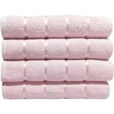 Groundlevel Set of 4 400gsm Egyptian Cotton Satin Stripe Sheets - Pale Pink Bath Towel