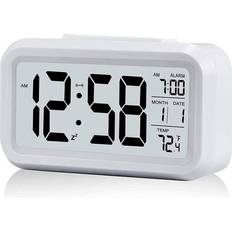 Alarm Clocks Cyslmuk White Digital Alarm Clock with Large LCD Temperature Display