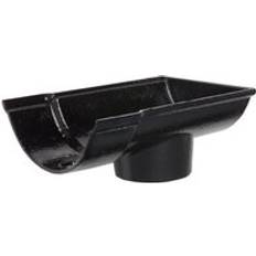 Roof Equipment ARP White, Aluminium, Black Cast Iron Beaded Half Round Gutter External Stopend Outlet 100mm for 65mm Downpipe
