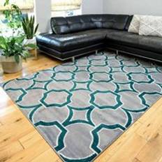 Enzo Modern Emerald Trellis Living Room Rugs 80cm x 150cm Green cm