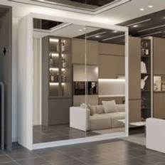 Wardrobes double Sliding Wardrobes 4u Queen Double Full Mirror Sliding Door 150 cm x 217 cm Wardrobe
