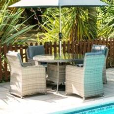 Oseasons Hampton Rattan 4 Seat in Champagne with 2.5m Parasol and Base Patio Dining Set