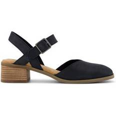 Toms Women's Black Jaclyn Leather Heel Dress Casual Heel Shoes