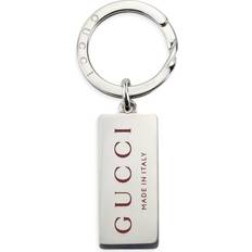 Gucci Keychains Gucci Sterling Silver Trademark Red Enamel Logo Key Chain - Silver
