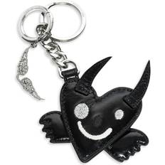 Devilish Heart Wings Logo Keyring Black