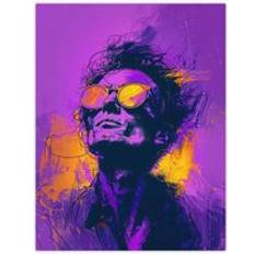 Purple Posters ARTERY8 Wall Art Print Man with Sunglasses Purple Gold Portrait Painting W18 inch x H24 inch Poster
