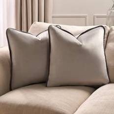 OHS 2 Pack Matte Velvet Piped Covers 45 x 45 cm Cushion Cover Grey