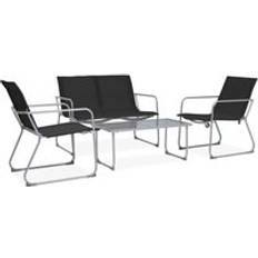 Steel Outdoor Lounge Sets Berkfield Home 4 Piece Garden Fabric & Steel Black One Size Outdoor Lounge Set