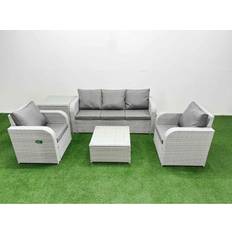 Fimous PE Rattan Garden Furniture Reclining Chair Light Grey Outdoor Lounge Set