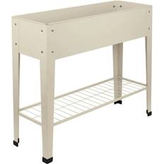 Harbour Housewares Elevated Raised Garden Bed with Legs and Storage Shelf - Ivory Cream