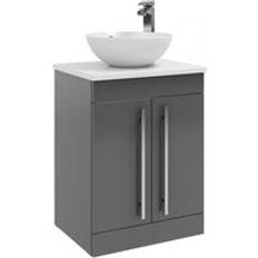 Clifton Grey Gloss 2 Door Standing Unit with Counter Top Basin 60 cm