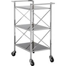 Glass Trolley Tables Premier Black Mirrored Glass 3 Tier Trolley Table