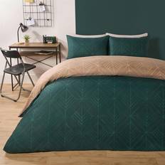 OHS Isaac Geometric Set Teal Multi Duvet Cover Natural, Green (200x135cm)